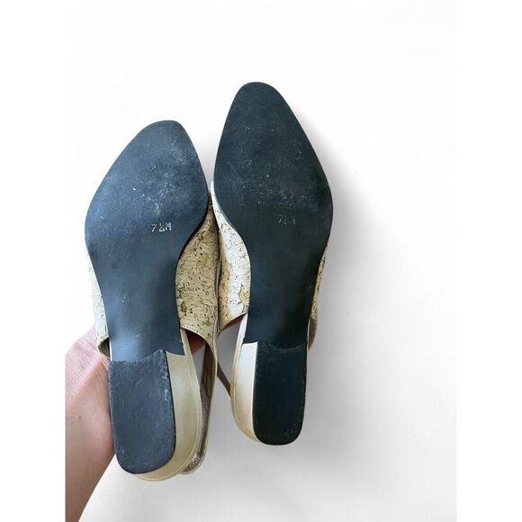 VTG Margaret J.Slingback Vintage 80's/90's Low Heels Gold Flair Slip On Size 7.5 - Picture 7 of 9